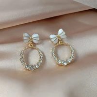 white heart shaped ear studs rhinestone cute stud earrings black stud earrings korean simple compact for women girl gift friends