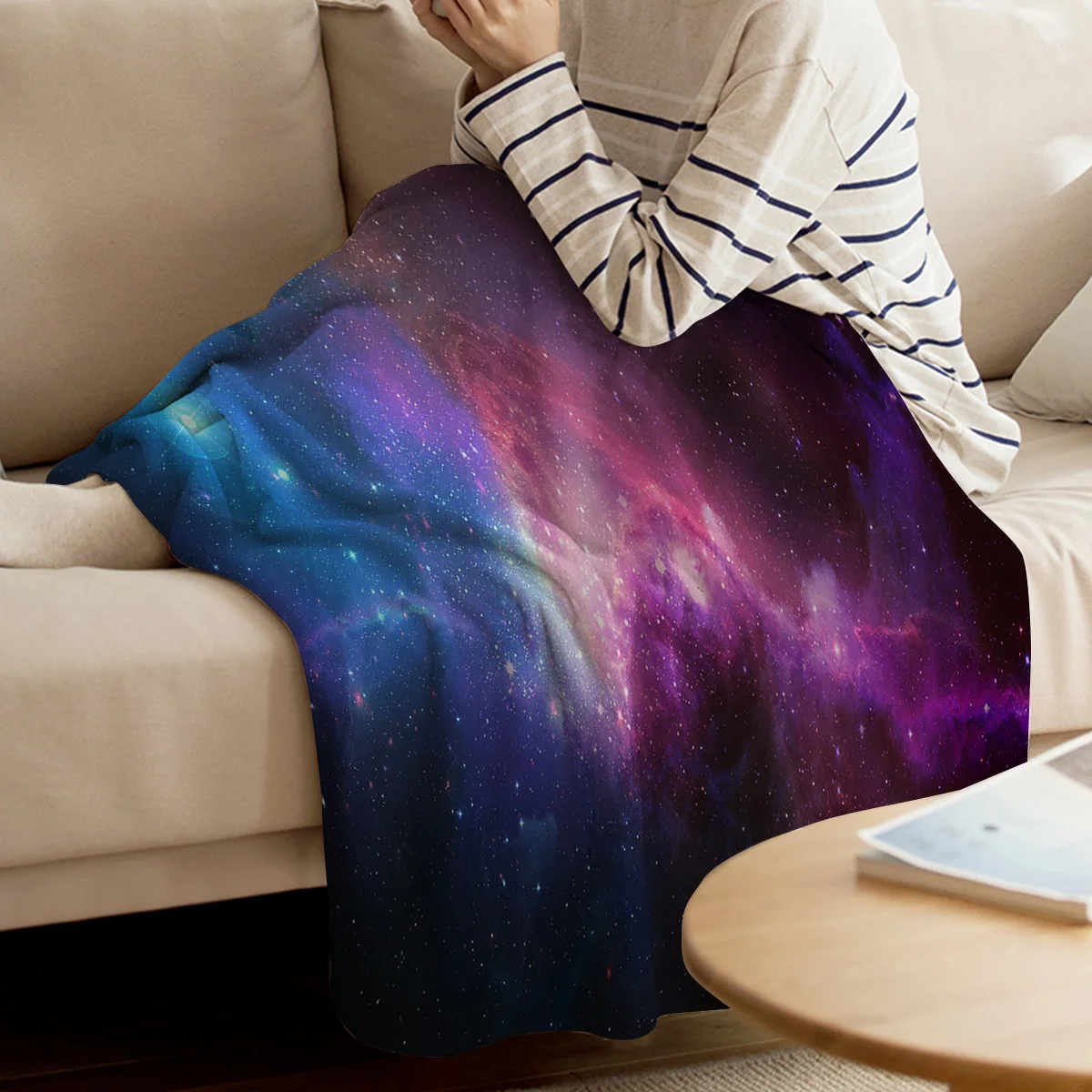 

Beautiful Starry Nebula Colorful Throw Blanket Warm Microfiber Blanket Cartoon Blankets For Beds Home Decor