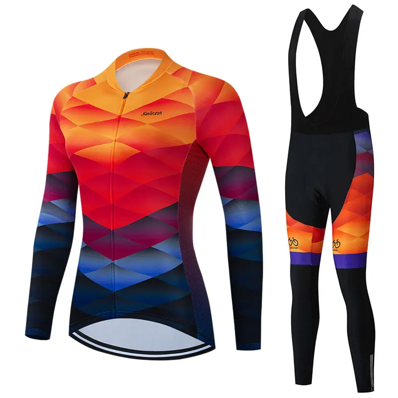 

New Women Cycling Jersey 2021 Spring Autumn Breathable Road Bike Cycling Clothing MTB Cycling Bib Pants Ropa Ciclismo Triathlon