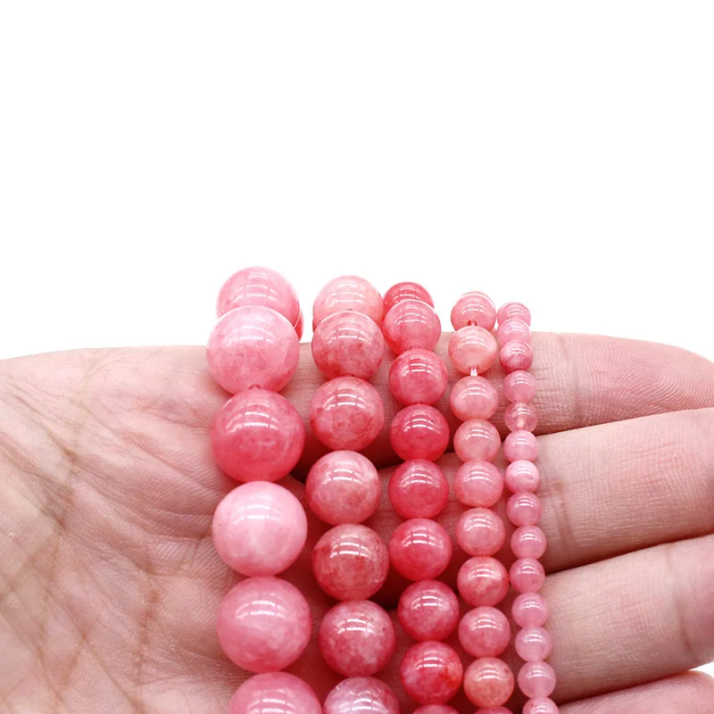 Pink Rose Malaysia Jad Natural Jewelry Stone Loose Beads 6/8/10/12mm DIY Woman Bracelet Necklace Ear Stud Accessories | Украшения и