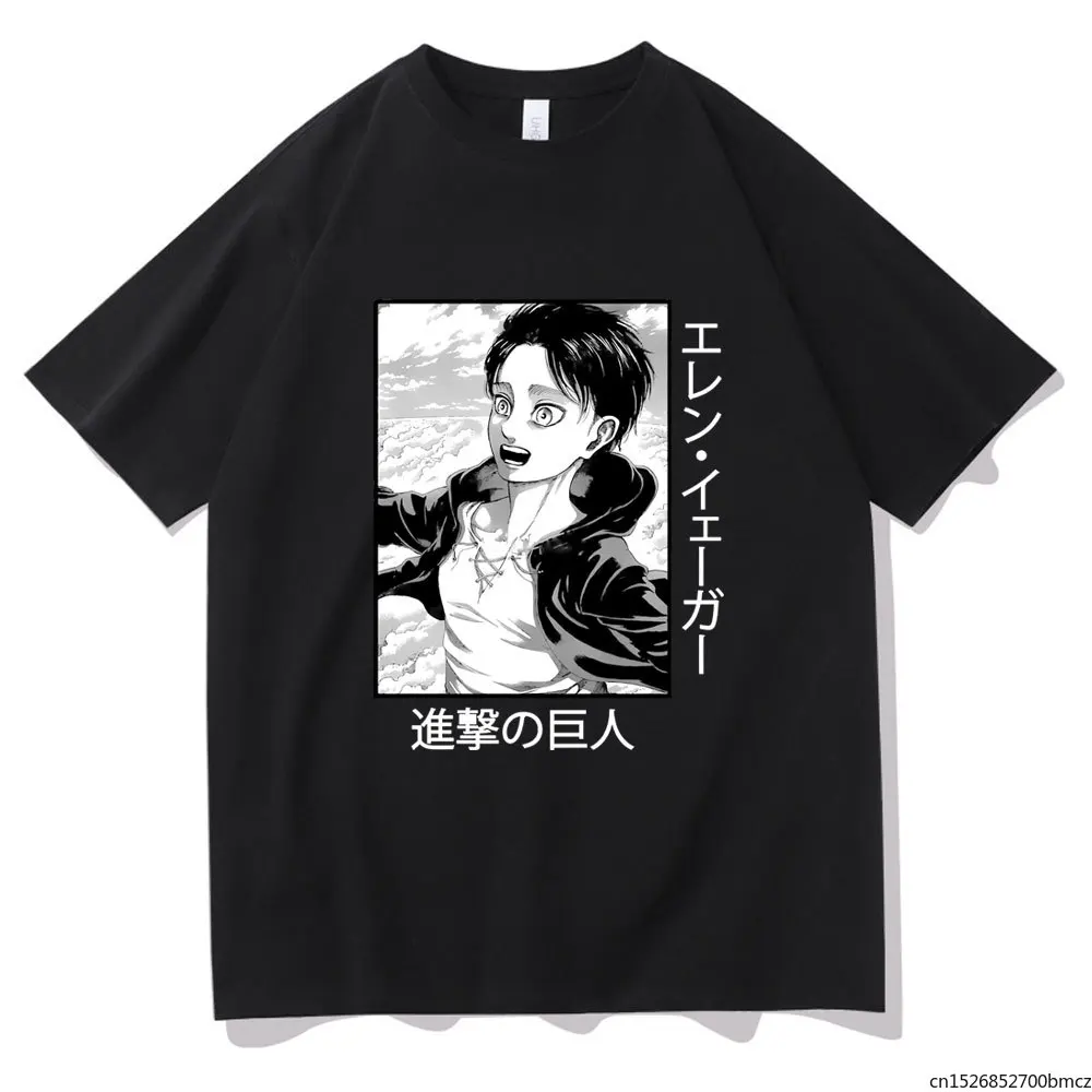 

Japanese Anime Attack on Titan Short Sleeve Top Cute Eren Jager Pattern Women Casual Vintage Style Tshirt
