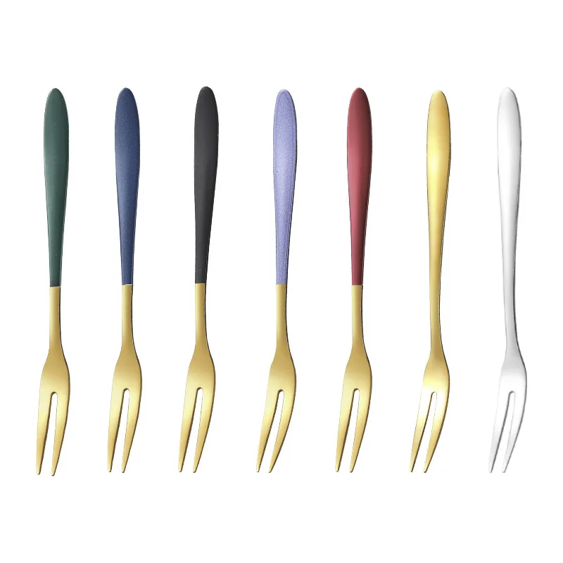 

5 Pcs Fruit Fork Luxury Stainless Steel Gold Cake Dessert Forks Lovely Mini Fork Used For Cake in Party Snail Fork Restaurant