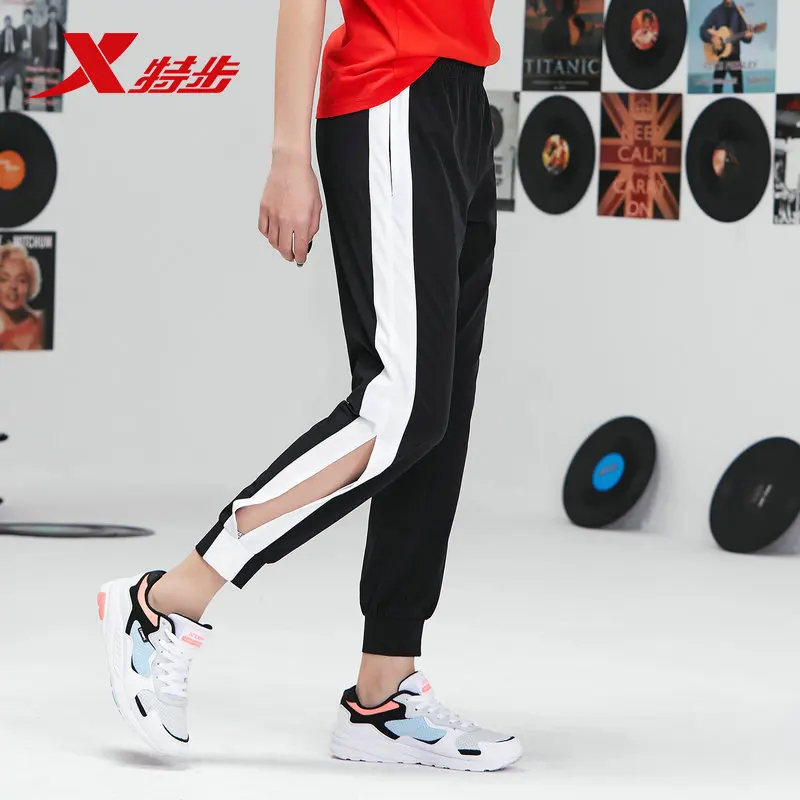 Женские Тканые штаны Xtep весенне летние брюки в полоску с двумя боковыми