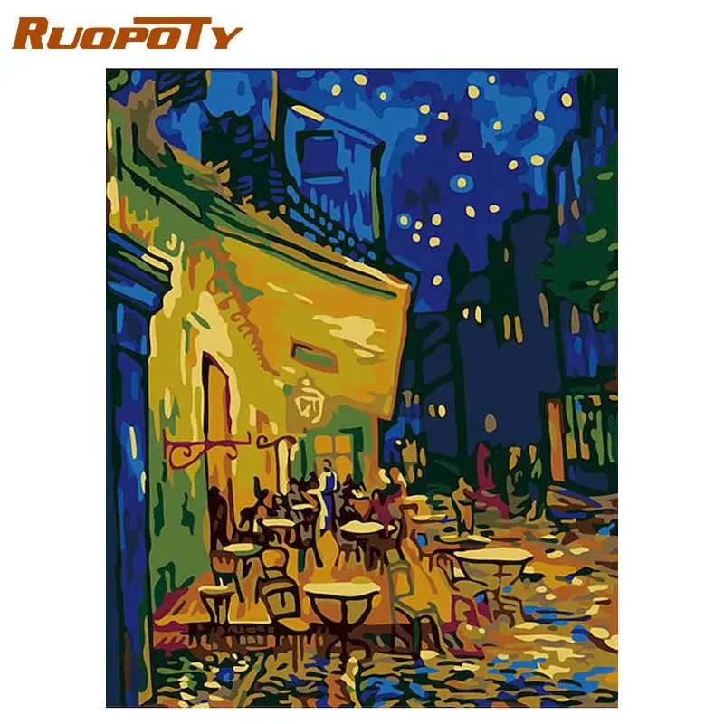 RUOPOTY рамка знаменитый кофейный Дом Diy искусство стены Картина на холсте Живопись