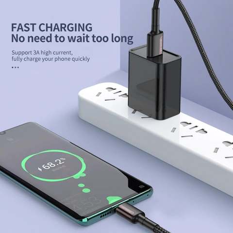 Micro USB кабель KUULAA, нейлоновый кабель для быстрой зарядки и передачи данных, 3 А, для планшетов Samsung, Xiaomi, LG, Android