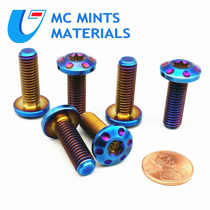 Titanium Bolt Motorcycle Disc Brake Capliers Ti Bolts M8 x25/30mm Torx Head Burned Blue Color 4/6pcs Screws Fastener | Обустройство