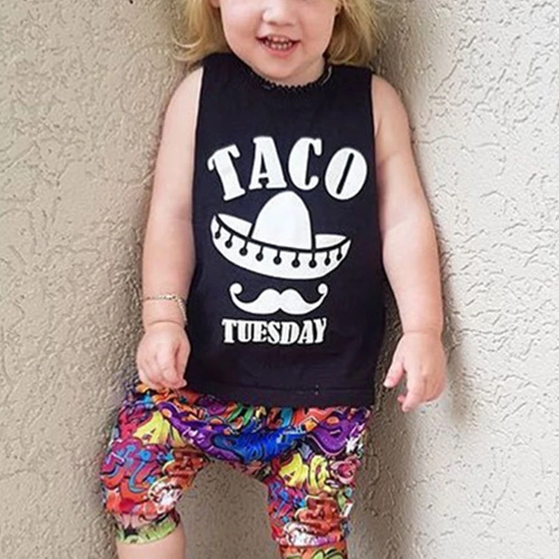 Футболка для мальчиков футболка малышей без рукавов с надписью Tuesday черные топы и