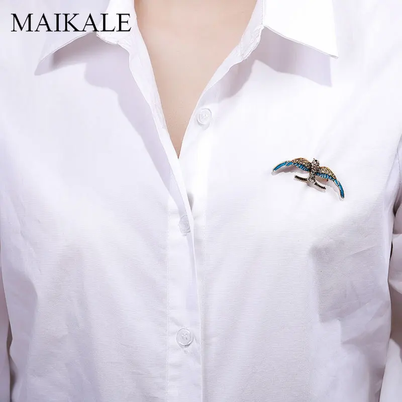 Женская эмалированная брошь MAIKALE очаровательная в форме орла птицы значок для