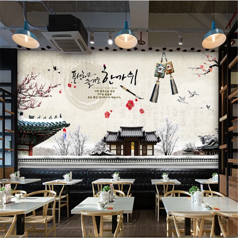 Фото Пользовательские Ручная Корейская тема Ресторан пейзаж обои корейский стиль