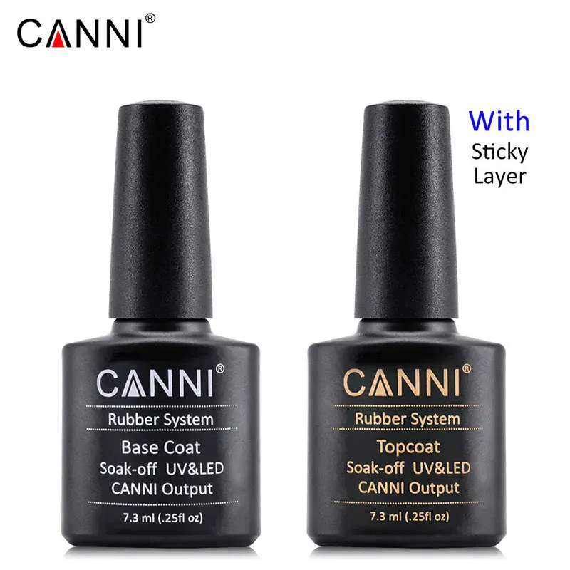 CANNI бренд полный гель для ногтей УФ-светодиодный, быстро сохнут, Лаки резиновая основа для долговечная без вытирания яркие блестящие верхнего покрытия УФ-гель для ногтей