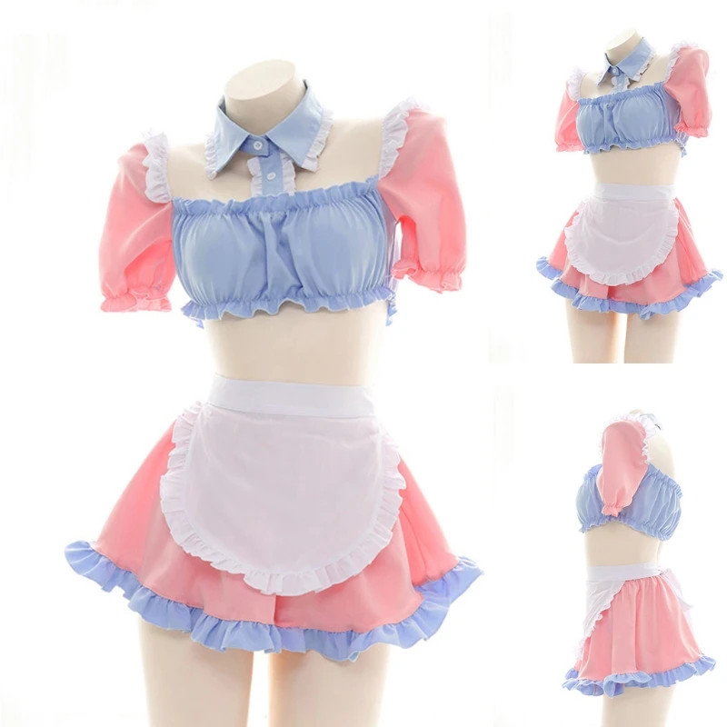 

Sexy Japanese Cosplay Maid Set French Sexy Costume Hot Lingerie Apron Classical Servant Outfits with Lace Edge for Women