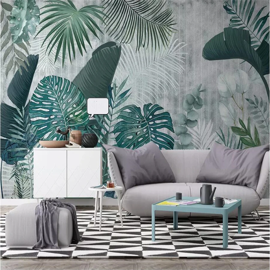 

Custom wallpaper 3d murals Nordic hand drawn tropical flamingo plant leaves modern minimalist living room background wall paper