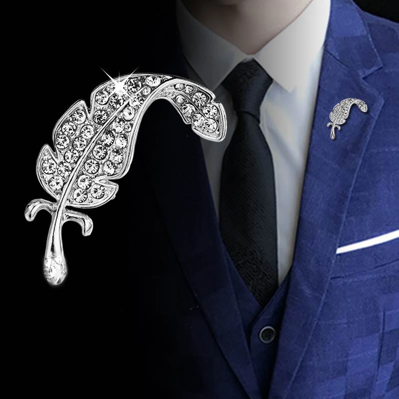 2020 корейский стиль Серебряный цвет женские Броши Мода лист Брошь с кристаллами