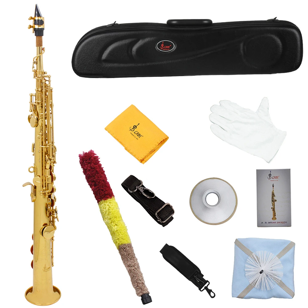 

M MBAT Soprano Straight Saxophone B Flat Nickel Plated Brass Sax Golden Silver Woodwind Musical Instrument With Carrying Case