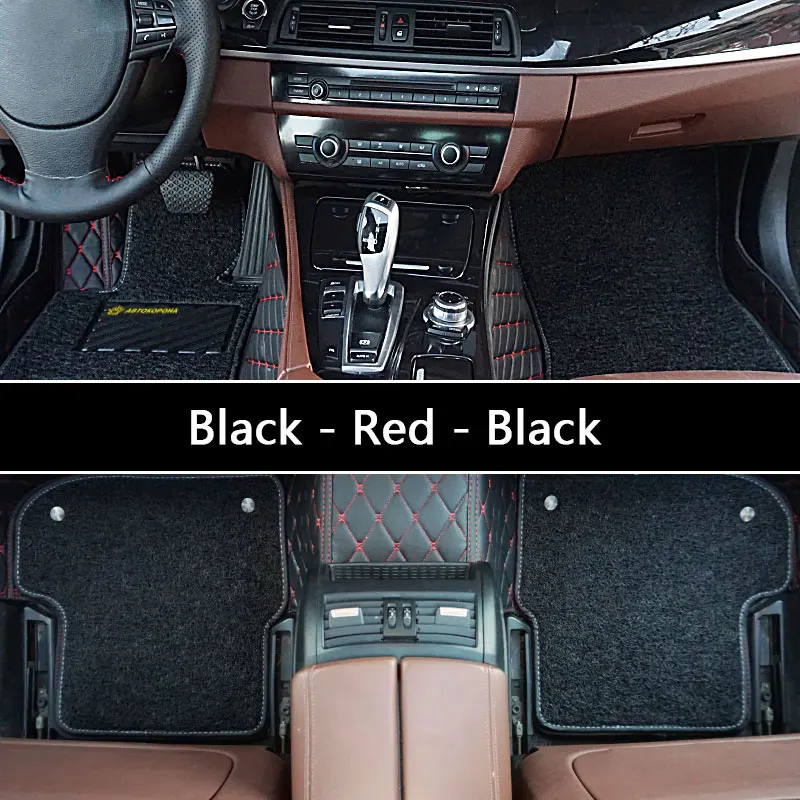 AUTOROWN 3D автомобильные коврики с дополнительной резиновой накладкой Аксессуары в салон машины Кожаные коврики для Toyota Camry 30 40 50 55 70 2001- Коврики из эко-кожи Полный комплект на весь салон автомобиля - Название цвета: black-red-black