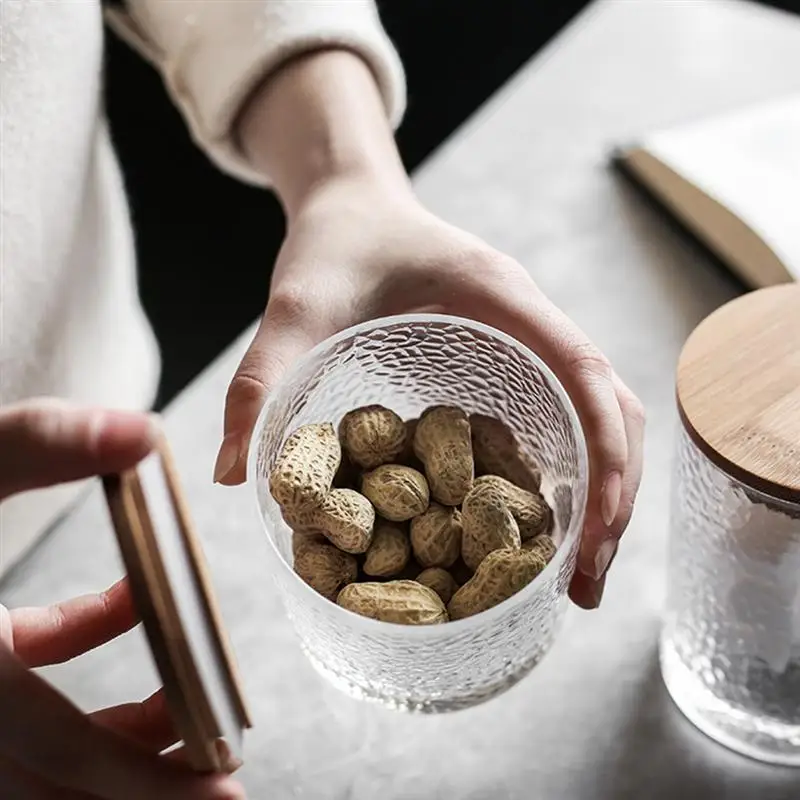 Стеклянная герметичная банка Емкость для хранения пищи бамбуковой крышкой