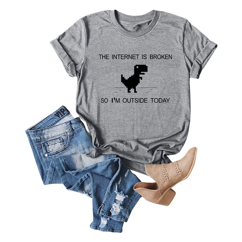 Футболка с принтом Интернет сломан Я сейчас на улице женская футболка рисунком