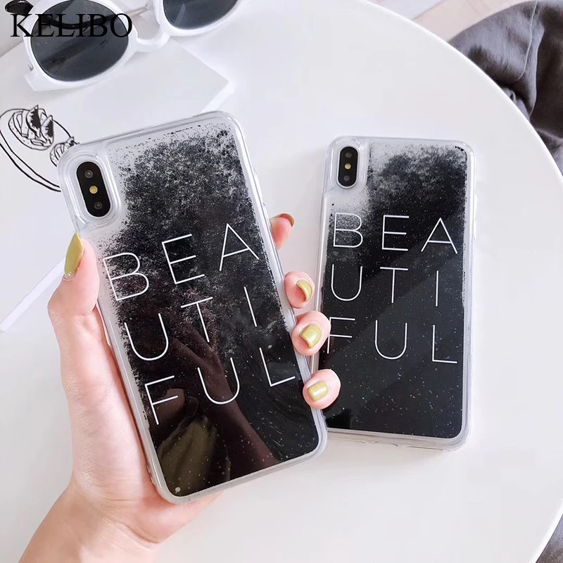 Luxury Flowing Quicksand Soft Cover Case for iPhone X XR XS Max Liquid Phone Cases For iphone 6 6S 7 8 Plus Back Shell Black |