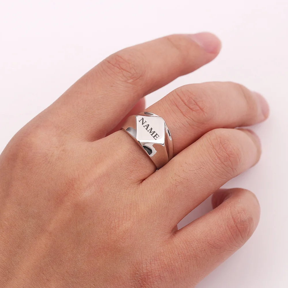 Персонализированные кольца из нержавеющей стали с гравировкой вашего имени и