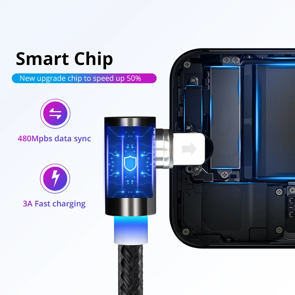 Магнитный кабель FONKEN USB Type C для телефона микро быстрой зарядки iPhone планшета 1 м 2 а