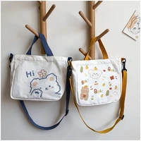 fashion trend student casual all match soft cute illustration japanese small fresh dual use portable messenger canvas bag