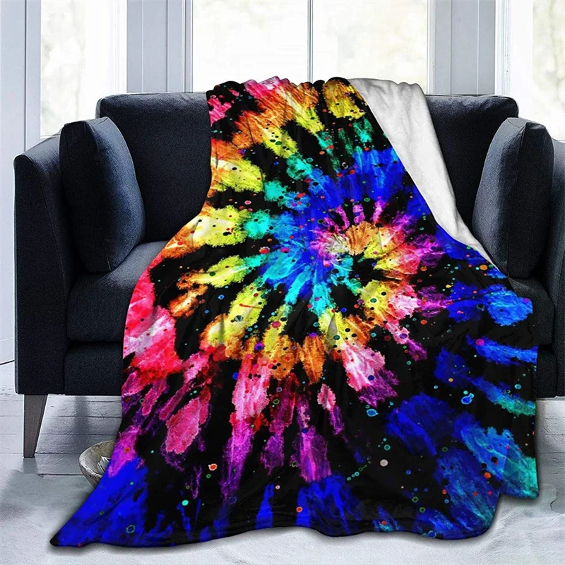 

Modern Rainbow Tie Dye Navajo Cubre Camara Green Throw Blanket 3D Print On Demand Sherpa Super Comfortable For Sofa Thin Quilt
