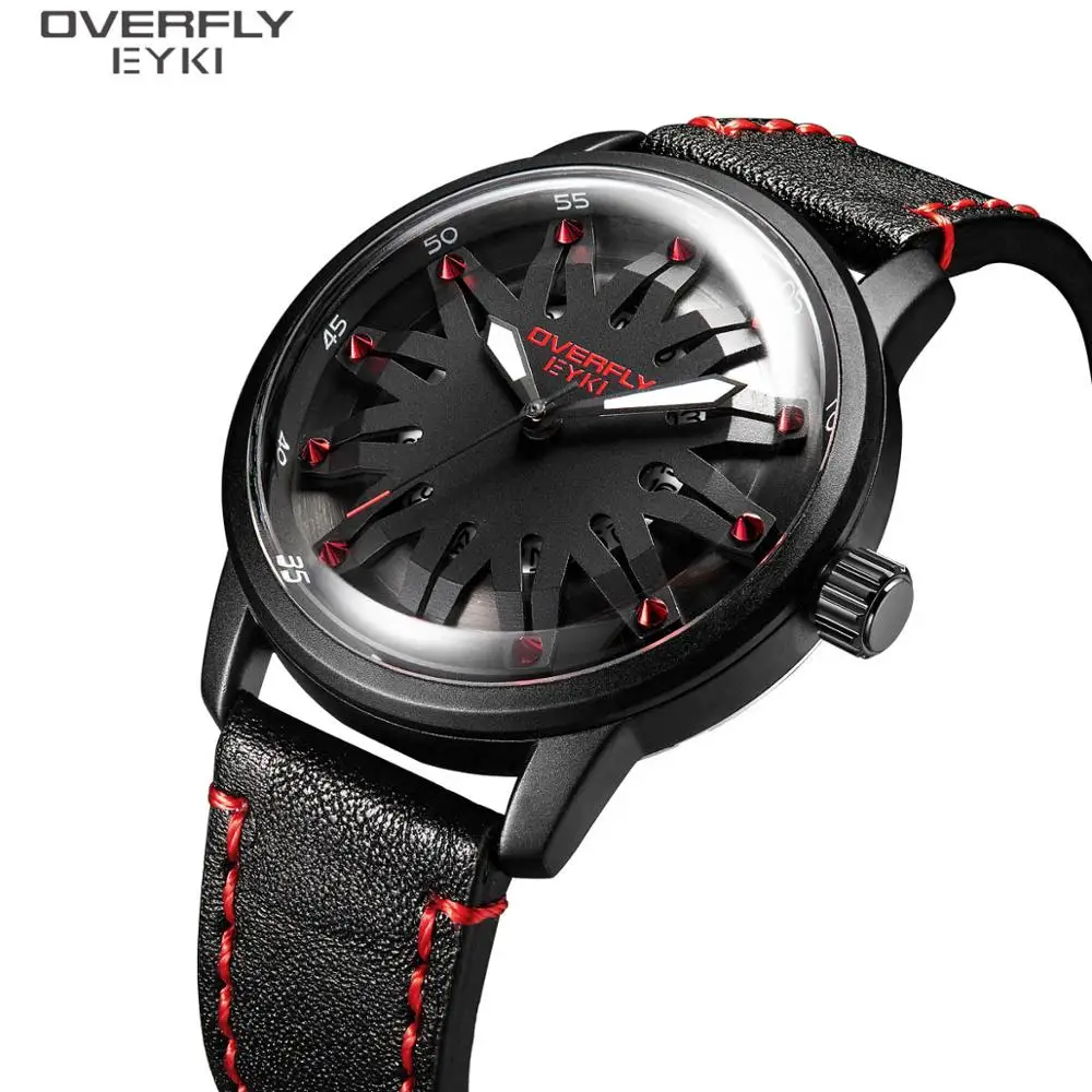 EYKI Fashion Watch Men Quartz Movement Wristwatch Black Red Color Man Watches Casual Clock Male relogio masculino 2019 New E3108