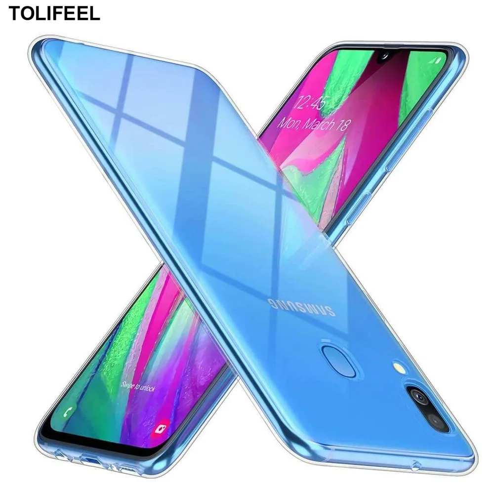 Мягкий силиконовый чехол для Samsung Galaxy A40 Прозрачный ударопрочный чехол-бампер из
