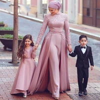 arabic dubai muslim jumpsuit evening dress morocco kaftan formal occasion party gowns high neck long sleeves wedding party dress
