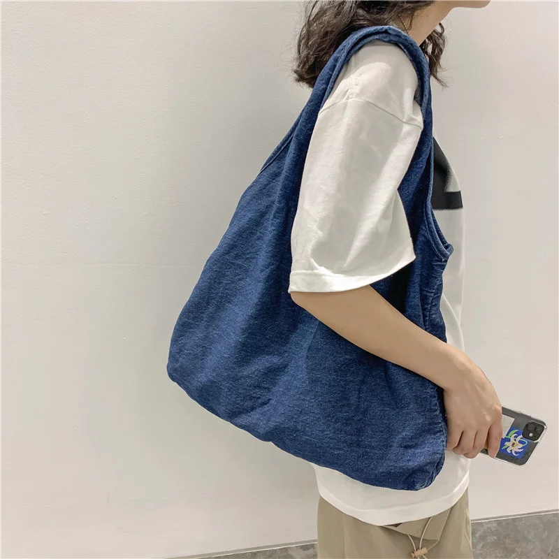

Denim Buto Bag Fashion Large Capacity Women's Bag Leisure One Shoulder Bag New Tote Bag Shopping Bag Reusable Shopping Bag
