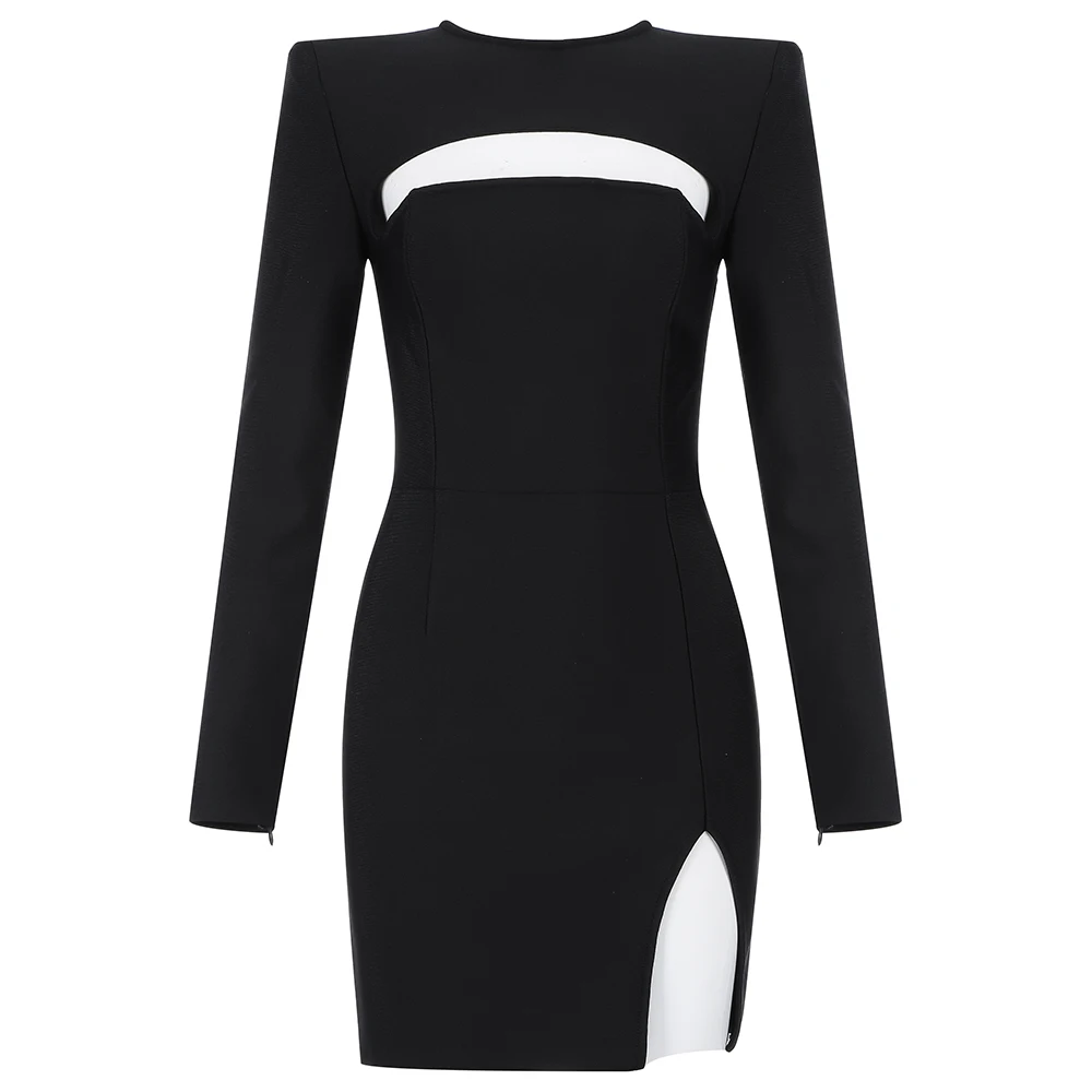 

Halinfer 2020 Winter Sexy Long Sleeve Black Bandage Dress Designer Fashion Party Dress Vestido