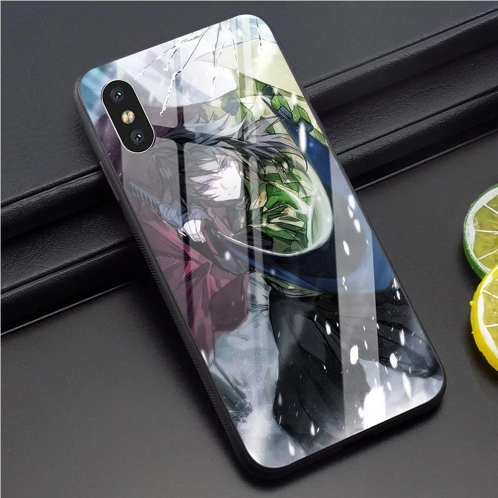 Demon Slayer Tomioka Giyuu чехол из закаленного стекла для телефона для iPhone Xs Max чехол X 6 6S XR 8 Plus 7 5S 5 SE чехол s