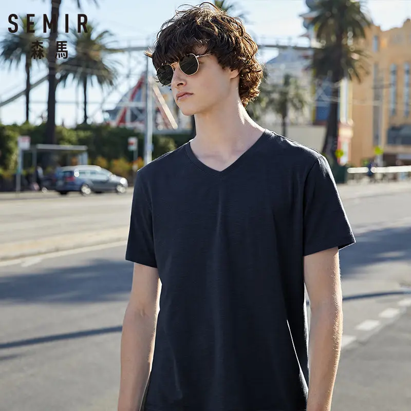 SEMIR 2020 новые летние футболки с короткими рукавами для мужчин v вырезом на шее