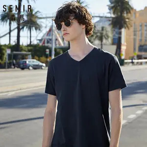 SEMIR 2020 новые летние футболки с короткими рукавами для мужчин с v-вырезом на шее твердое сужающаяся к талии футболка мужские футболки удобная одежда