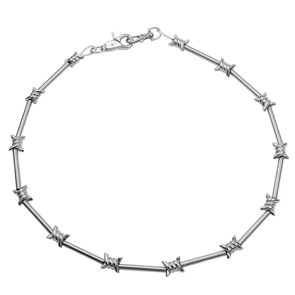 Хип-хоп мода колючая проволока ожерелье браслет штаны с цепочкой ювелирные изделия для женщин Харадзюку панк готика для девочек короткое ожерелье унисекс ожерелье подарок