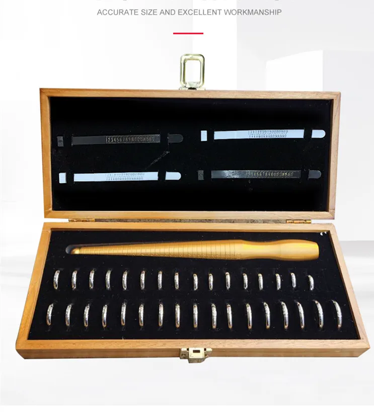 

High quality Finger Sizes Gauge & HK Standard Ring Stick Set In Wooden Box