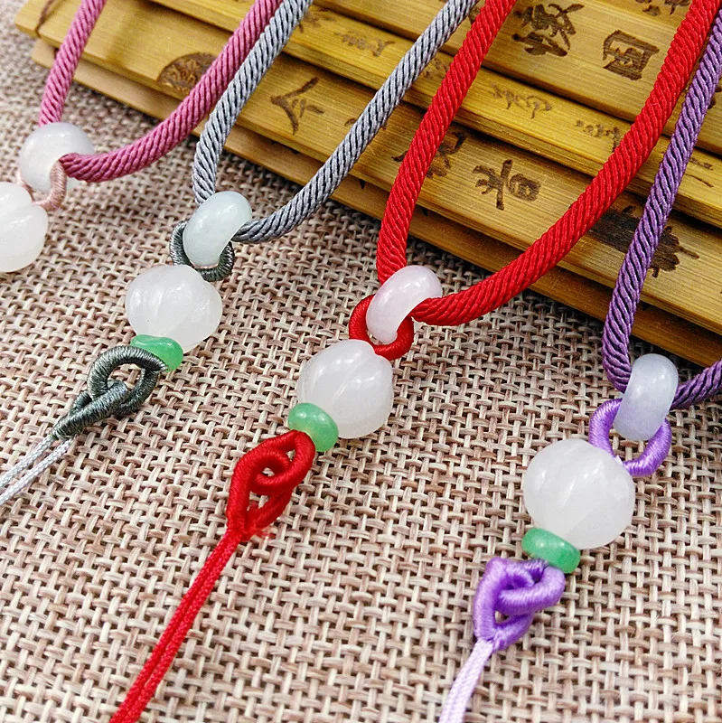 

White Jade Pumpkin Necklace Line DIY Hand-made Adjustable Hanging Jewelry