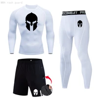 spartan mens compression running shirt gym leggings winter thermal set fitness underwear base layer jogging suits men tracksuit