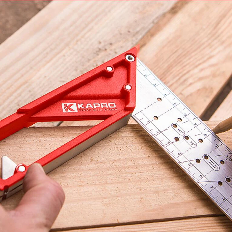 KAPRO Stainless steel High precision 90 degrees Square Woodworking Label Underline Turn ruler architecture Measuring ruler