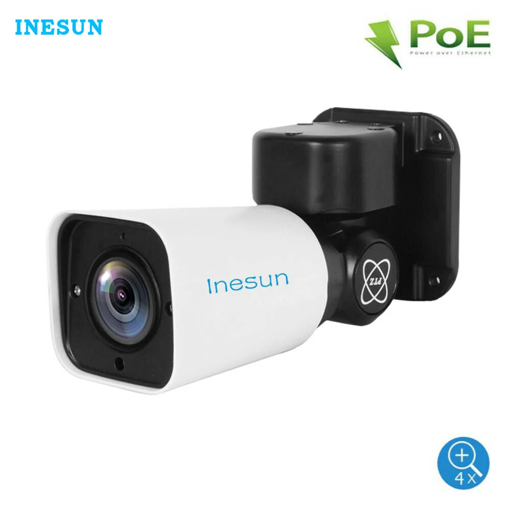 Inesun Открытый PoE PTZ IP камера безопасности 5MP супер HD 2592x1944 4X оптический зум PTZ камера 120ft ИК ночного видения IP66 водонепроницаемый