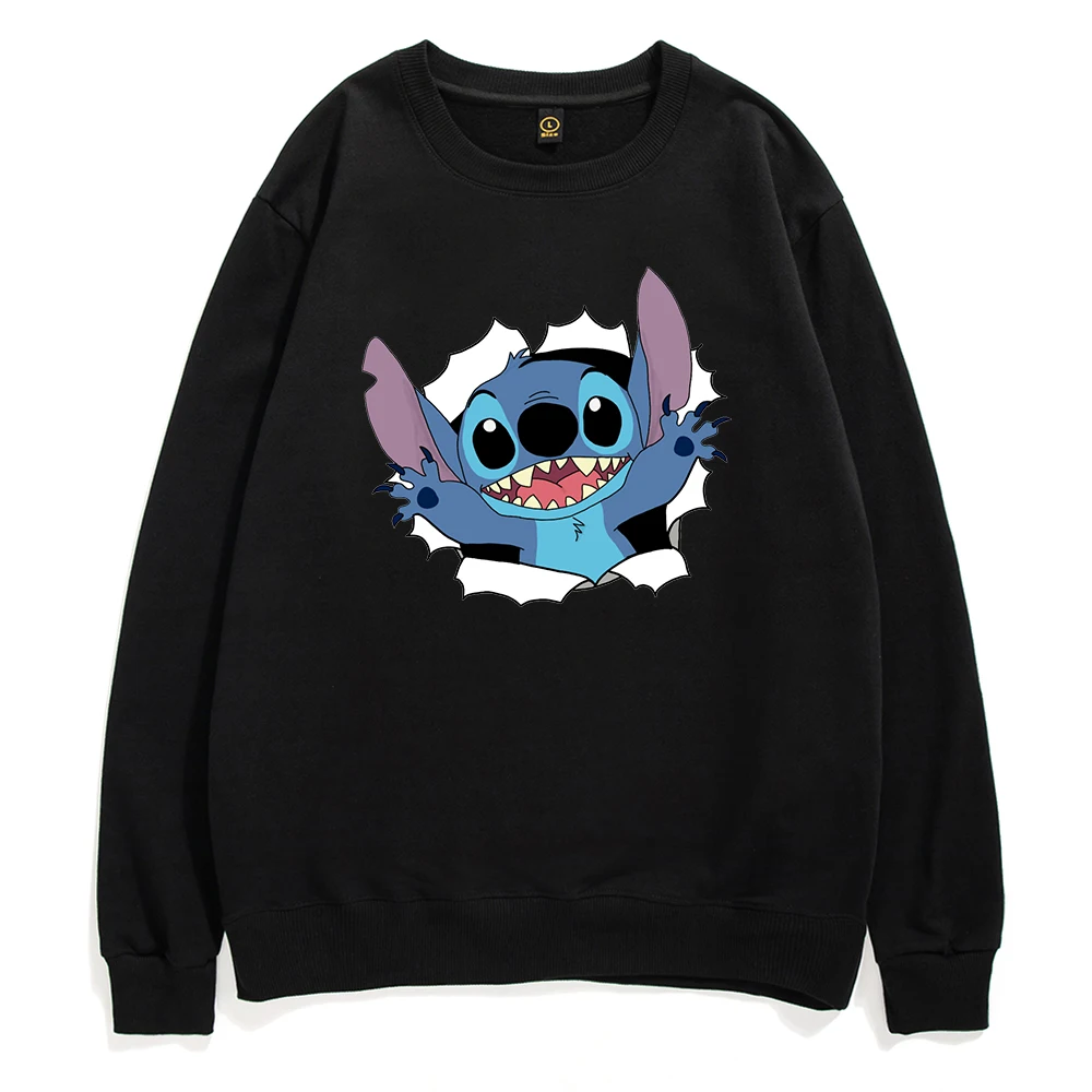 

Свитшот мужской с мультяшным принтом Стича, удобная Осенняя хлопковая кофта, пуловер в стиле хип-хоп и аниме Дисней, хипстерский осенний Сви...