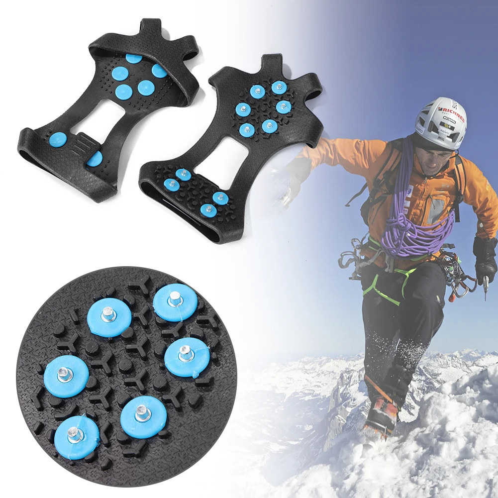 

1 Pair S M L 10 Studs Anti-Skid Snow Ice Climbing Shoe Spikes Ice Grips Cleats Crampons Winter Climbing Anti Slip Shoes Cover