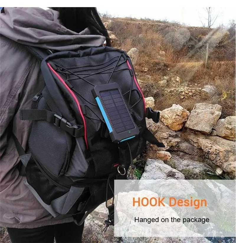 Portable 30000mAh Qi rechargeable solar panel power bank LED emergency fast external battery for Samsung Iphone