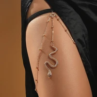metal gold snake long tassel elastic leg chain thigh body jewelry for women multi layers body chain leg thigh body accessories
