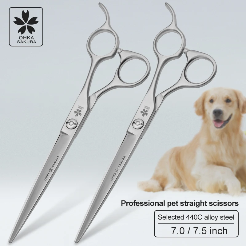 Professional pet comprehensive direct shear 7.0 7.5 inch selected 440C teddy bear dog beauty scissors dog hair finishing