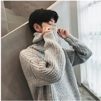 3xl men turtleneck sweater thick knitted pullover autumn winter male high turtle neck plus over size mens coats korea fashion