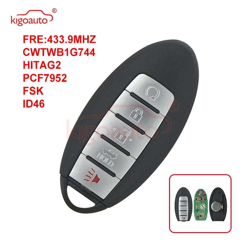 Смарт ключ KIGOAUTO с 5 кнопками 433 9 МГц FSK HITAG 2 ID46 PCF7952 2013 2018 для Nissan Armada Infiniti QX56 QX80