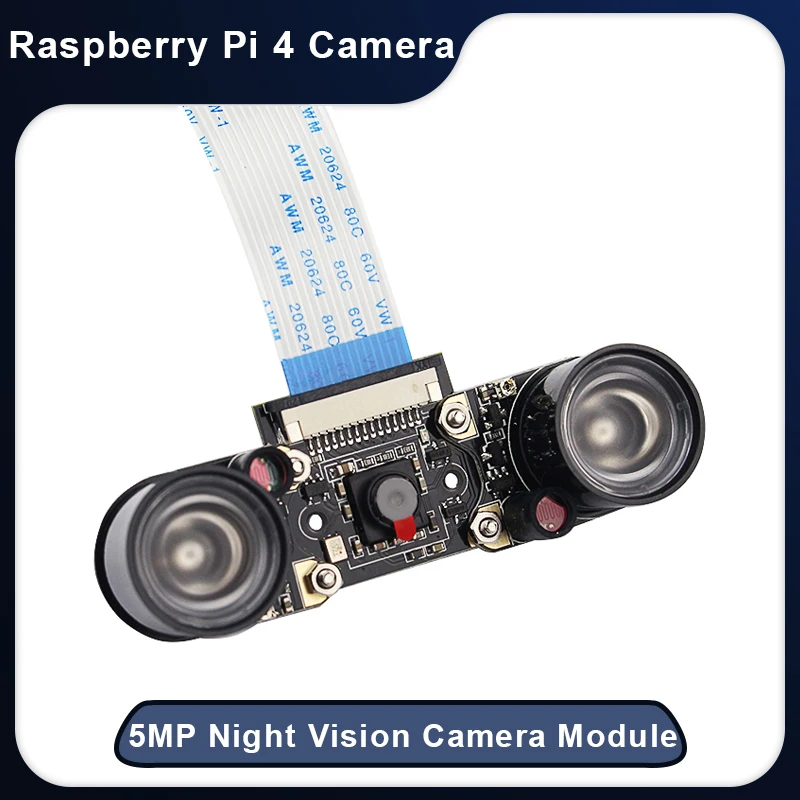 Raspberry Pi 3 Modelo B + Módulo de cámara de visión nocturna de 5MP, cámara web 1080p 720p, Mini cámara + 2 piezas de Sensor IR LED para Raspberry Pi 4 B