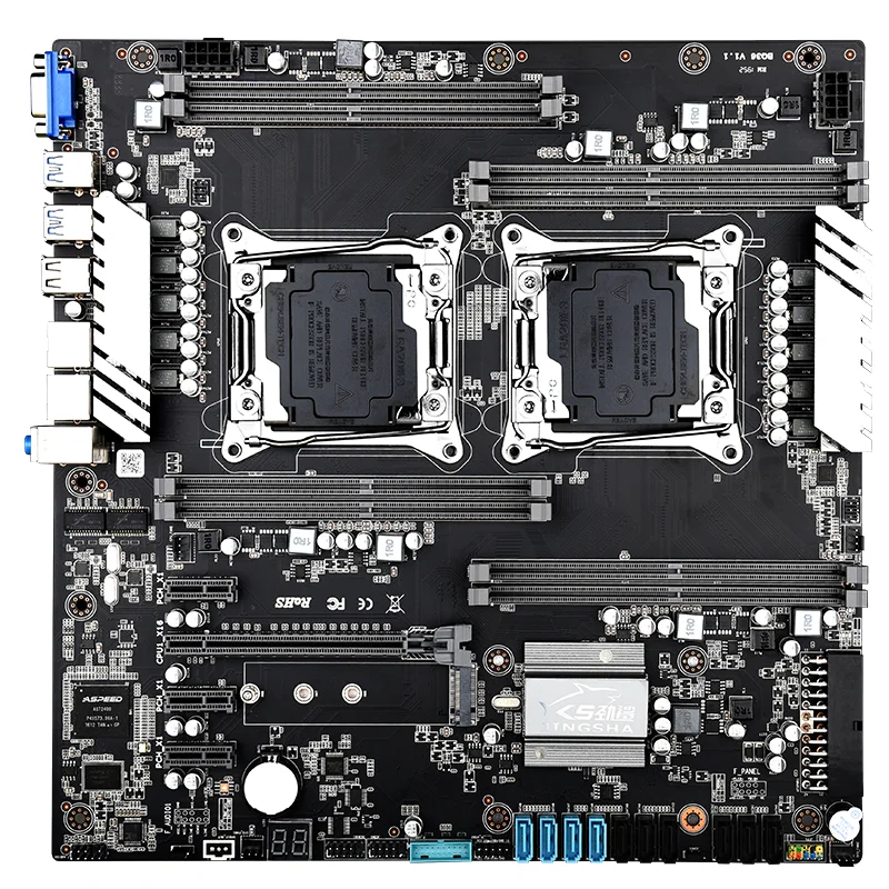 Материнская плата JINGSHA X99 два процессора LGA 2011-V3 Socket Dual Gigabit Ethernet VGA USB3.0 10 * SATA3.0 NVMe M.2 8