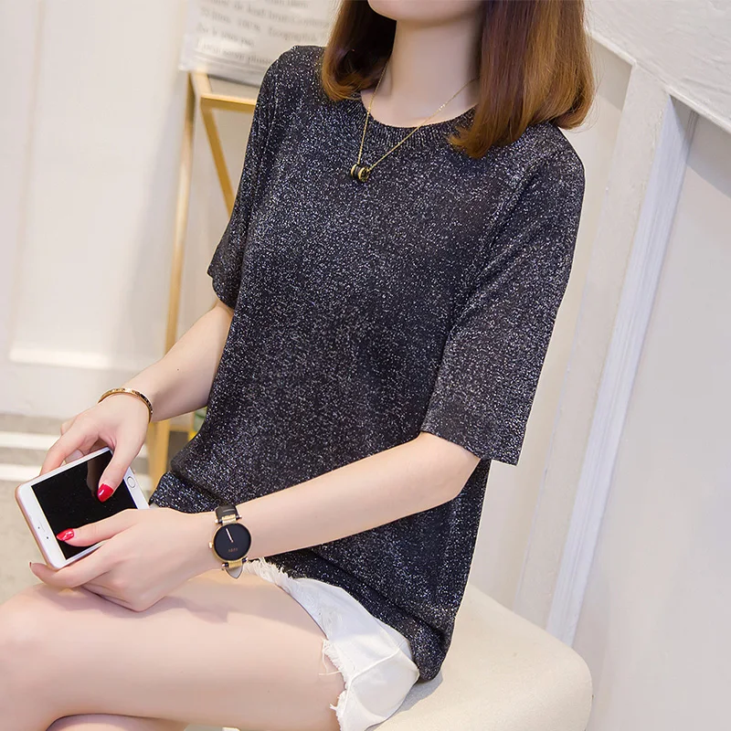 

fire CEC short sleeve t-shirt female 2021 new women's wear Korean loose net red ice silk T-shirt bright silk top summer